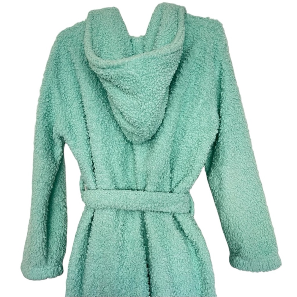 POTTERYBARN TEEN Mint Green Fleece Robe Size XS -- SUPER DUPER CUTE & COMFY! - Picture 8 of 12